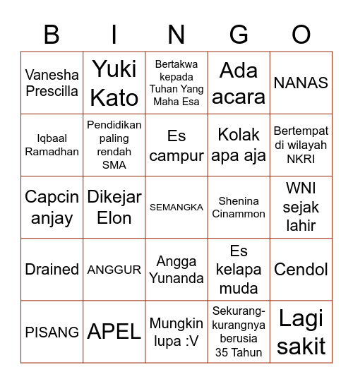 MARK Bingo Card