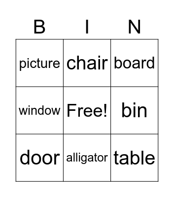 MY CLASSROOM Bingo Card
