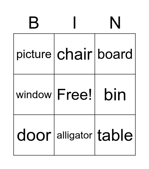 MY CLASSROOM Bingo Card