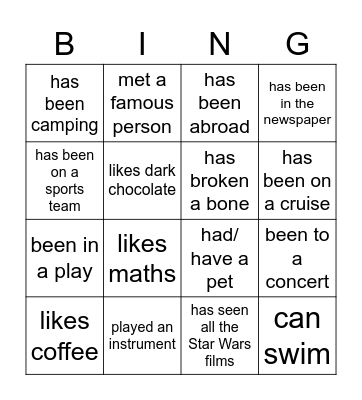 People Bingo Card