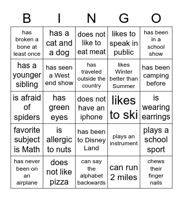 Youth Group Bingo! Bingo Card