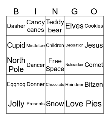 Christmas Bingo Card