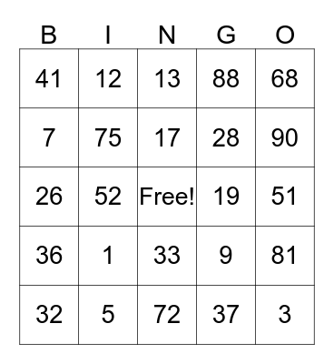 Bingo with the Blacks! Bingo Card