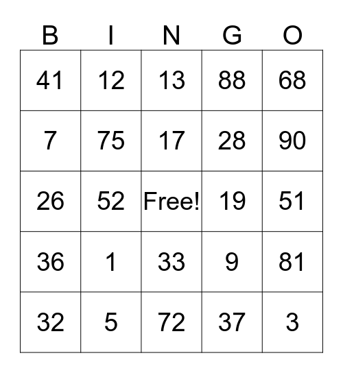 Bingo with the Blacks! Bingo Card