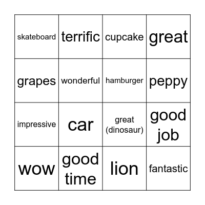 Scented Bingo Card