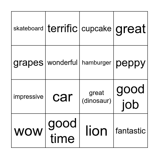 Scented Bingo Card