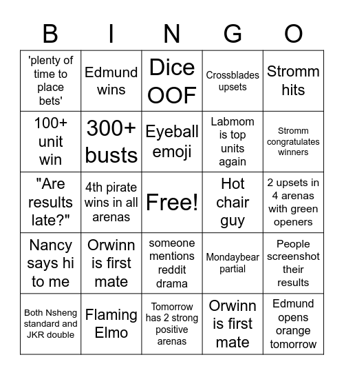 Food club Bingo Card