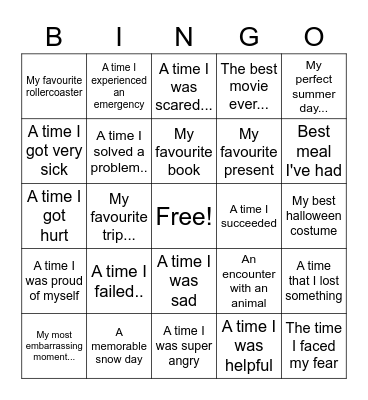 anecdotal bingo Card