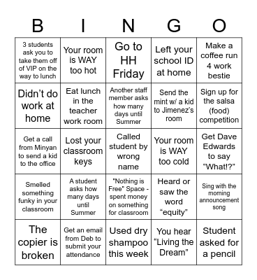 April Bingo Card