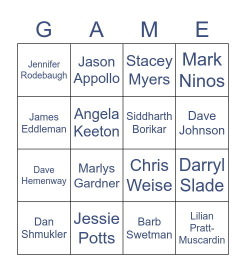 HRS Who am I? Bingo Card