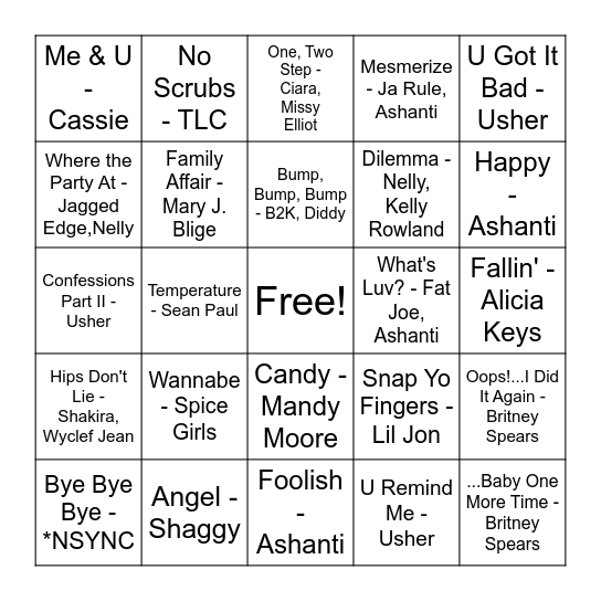 Diego's Jamz Bingo Card