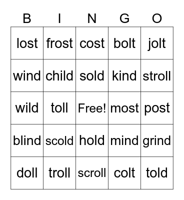 3-11 Bingo Card