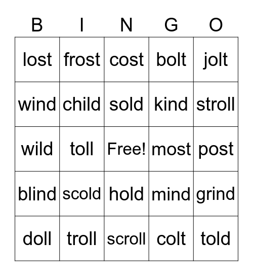 3-11 Bingo Card