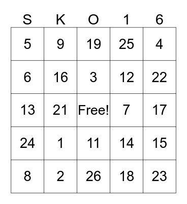 2016 Sales Kick Off Bingo Card