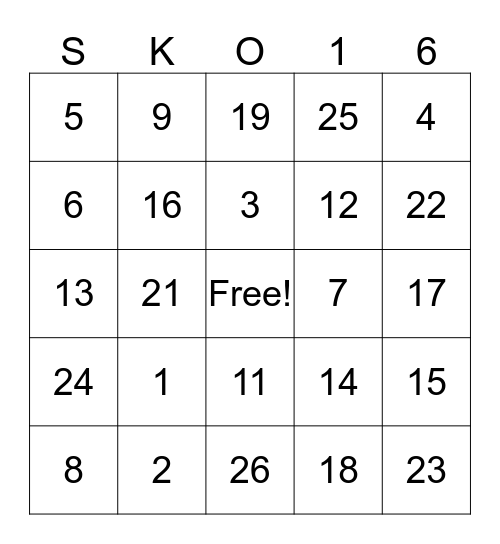 2016 Sales Kick Off Bingo Card