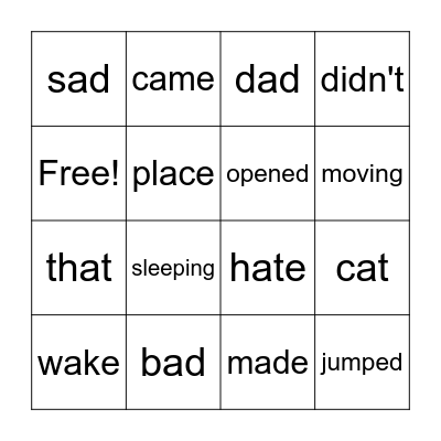 That Cat! Bingo Card