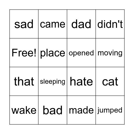 That Cat! Bingo Card