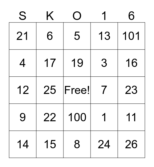 2016 Sales Kick Off Bingo Card