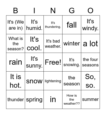 Weather & Seasons (2023) Bingo Card
