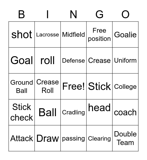 Lacrosse Bingo! Bingo Card