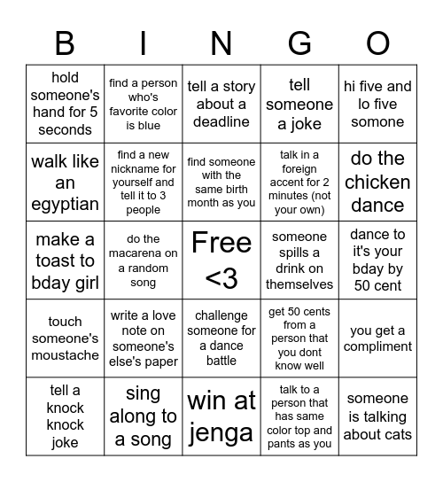mybingo3 Bingo Card