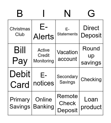 Employee Product Bingo Card