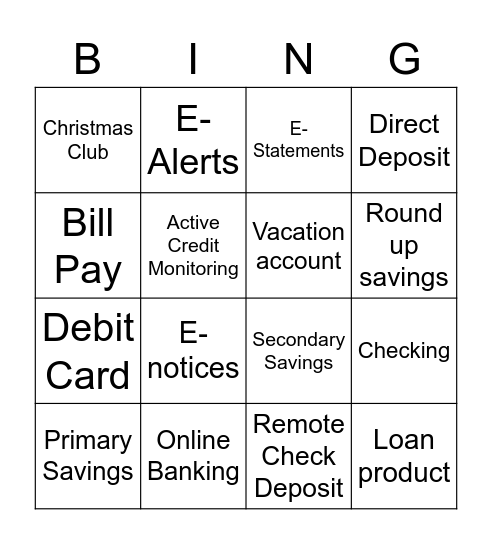 Employee Product Bingo Card