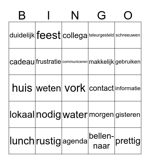 Gebarenbingo Card