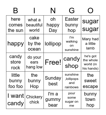 Roads Easter Bingo 2023 Bingo Card