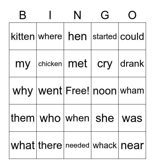 chicken little Bingo Card