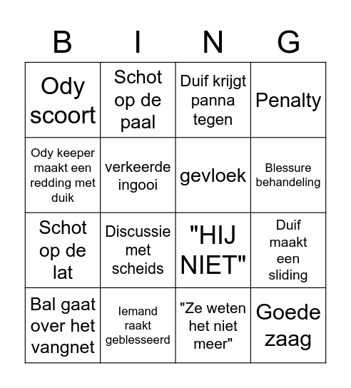 Ody Bingo Card