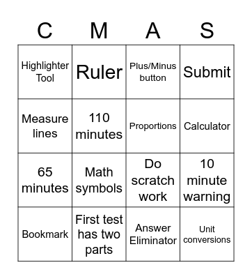 CMAS BINGO Card
