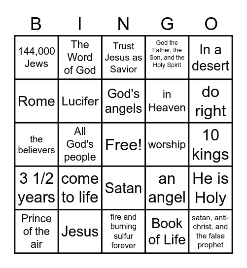 Revelation Bingo Card