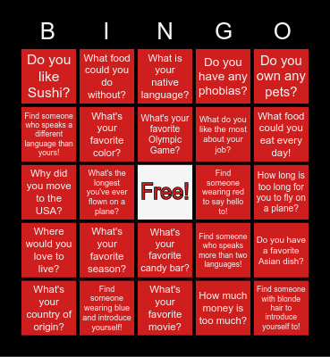 GET TO KNOW YOUR TEAM Bingo Card