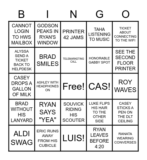 IT SERVICES BINGO Card