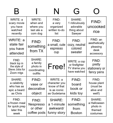 Jackie Themed Bingo Card