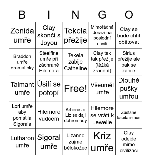 Draconis Memoria finále Bingo Card
