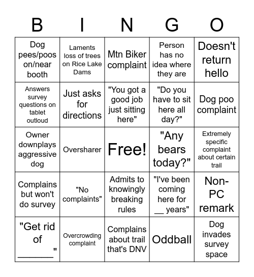 Survey Bingo Card