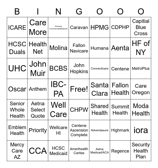 CLIENT Names Bingo Card