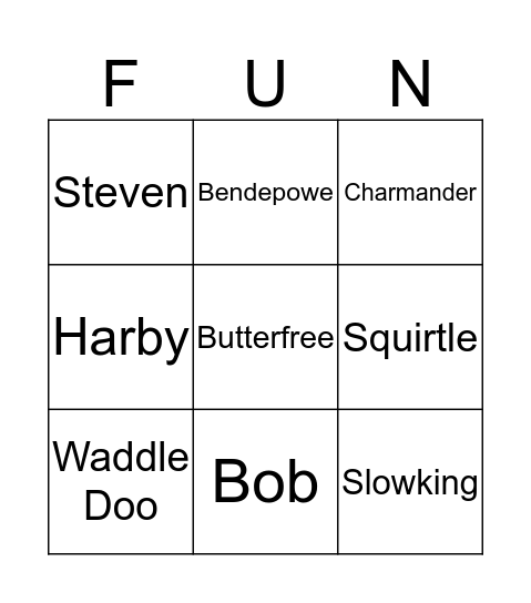 Brandon and friends Bingo Card