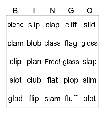 L Blend Bingo Card
