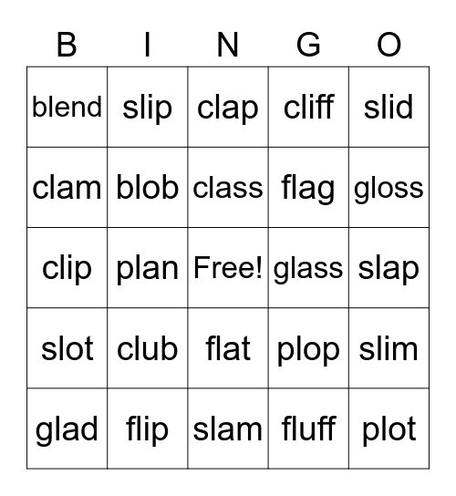 L Blend Bingo Card