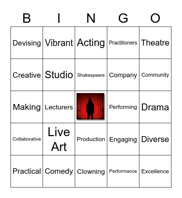 Drama and Theatre Arts Open Day Bingo Card