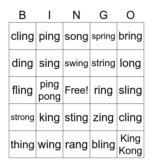 NG bingo Card