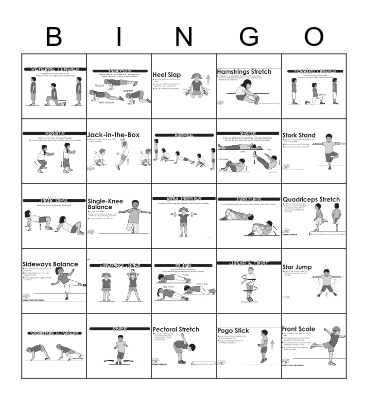 Fitness Bingo Card