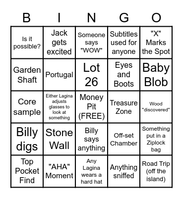 Curse of Oak Island Bingo Card