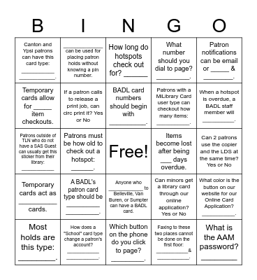 Honorary Circulation Guest Bingo Card