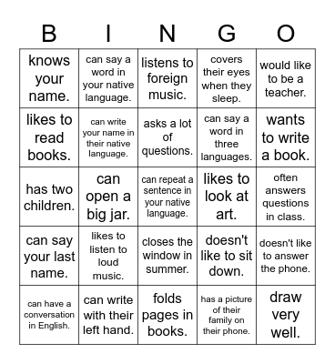 Find someone who... Bingo Card