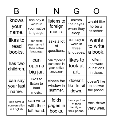Find someone who... Bingo Card