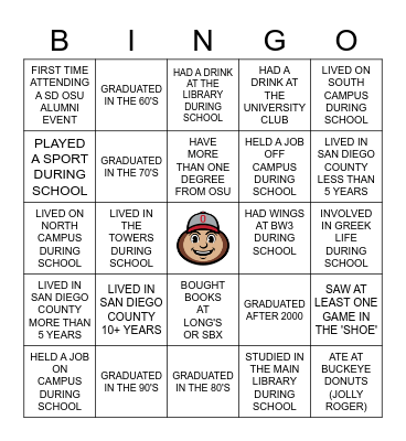 Buckeye Bingo Card